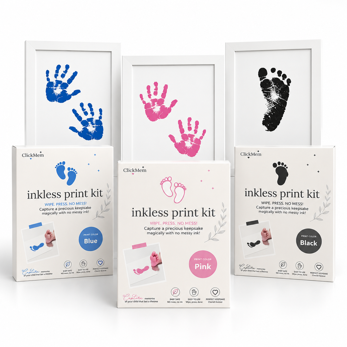 Single Hand & Footprint Keepsake Frame with Inkless Print Kit